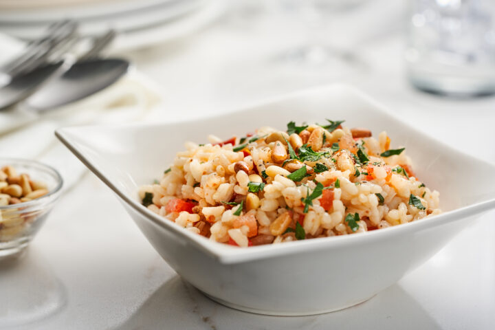healthy and delicious tomato pine nuts risotto available in hk