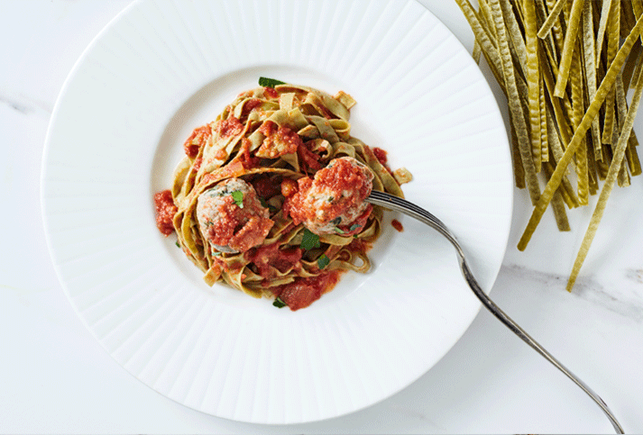 Healthy Meatballs and Fettuccine Recipe