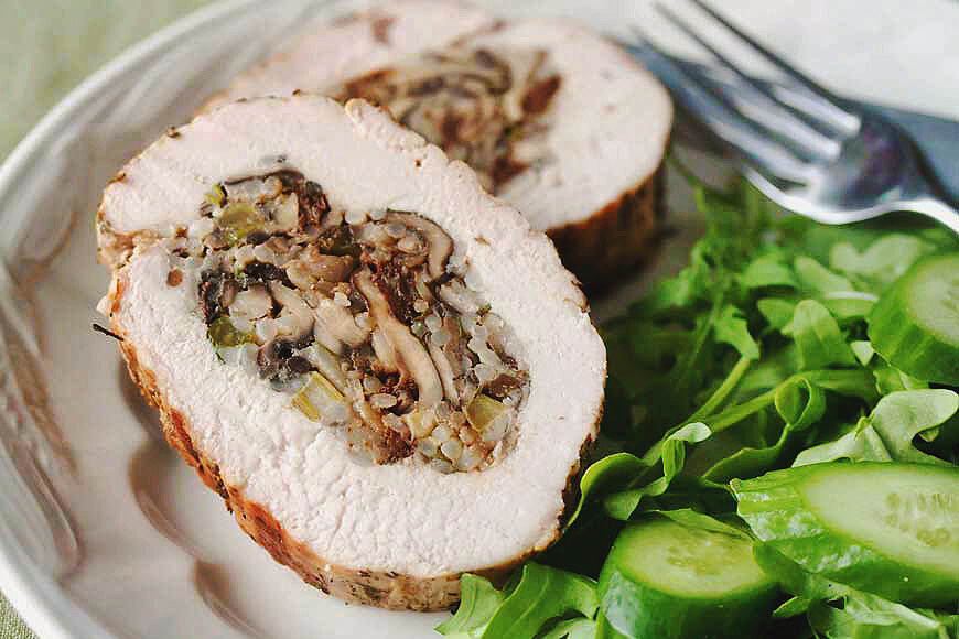 delicious healthy food mushrooms stuffed turkey recipe