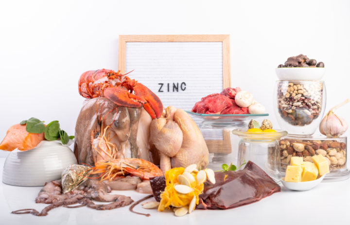 Set,of,food,products,containing,zinc,mineral,as,fish,,octopus,